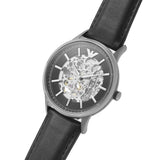 Emporio Armani Meccanico Skeleton Automatic Black Dial Black Leather Strap Watch for Men - AR60038 Authentic Buy Shop Now