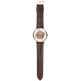 Emporio Armani Meccanico Automatic Silver Dial Brown Leather Strap Watch For Men - AR60039 Authentic Buy Shop Now