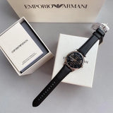 Emporio Armani Analog Automatic Black Dial Black Leather Strap Watch For Men - AR60040 Authentic Buy Shop Now