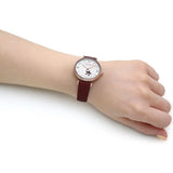 Emporio Armani Meccanico Automatic Silver Dial Burgundy Leather Strap Watch For Women - AR60044 Authentic Buy Shop Now