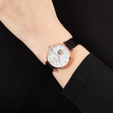 Emporio Armani Gianni T Bar Mother of Pearl White Dial Black Leather Strap Watch For Women - AR60047 Authentic Buy Shop Now