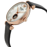Emporio Armani Gianni T Bar Mother of Pearl White Dial Black Leather Strap Watch For Women - AR60047 Authentic Buy Shop Now