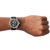Emporio Armani Renato Chronograph Automatic Black Dial Black Leather Strap Watch For Men - AR60051 Authentic Buy Shop Now