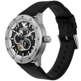 Emporio Armani Renato Chronograph Automatic Black Dial Black Leather Strap Watch For Men - AR60051 Authentic Buy Shop Now