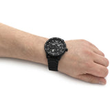 Emporio Armani Meccanico Automatic Black Dial Black Steel Strap Watch For Men - AR60054 Authentic Buy Shop Now