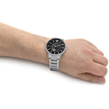 Emporio Armani Meccanico Automatic Black Dial Silver Steel Strap Watch For Men - AR60055 Authentic Buy Shop Now