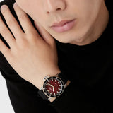 Emporio Armani Meccanico Automatic Red Dial Black Silicon Strap Watch For Men - AR60070 Authentic Buy Shop Now