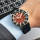 Emporio Armani Meccanico Automatic Red Dial Black Silicon Strap Watch For Men - AR60070 Authentic Buy Shop Now