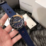 Emporio Armani Sportivo Chronograph Quartz Blue Dial Blue Rubber Strap Watch For Men - AR6045 Authentic Buy Shop Now