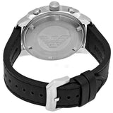 Emporio Armani Sportivo Chronograph Silver Dial Black Leather Strap Watch For Men - AR6054 Authentic Buy Shop Now