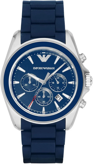 Emporio Armani Sigma Chronograph Blue Dial Blue Silicone Strap Watch for Men - AR6068 Authentic Buy Shop Now