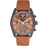 Emporio Armani Sportivo Chronograph Brown Dial Brown Leather Strap Watch For Men - AR6077 Authentic Buy Shop Now