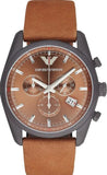 Emporio Armani Sportivo Chronograph Brown Dial Brown Leather Strap Watch For Men - AR6077 Authentic Buy Shop Now