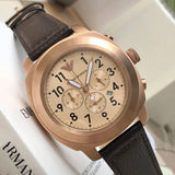 Emporio Armani Ruggero Chronograph Rose Gold Dial Black Leather Strap Watch for Men - AR6087 Authentic Buy Shop Now