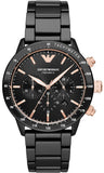 Emporio Armani Mario Ceramic Chronograph Black Dial Black Steel Strap Watch For Men - AR70002 Authentic Buy Shop Now