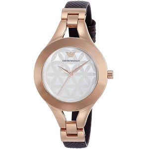 Emporio Armani Chiara Silver Dial Brown Leather Strap Watch for Women - AR7431 Authentic Buy Shop Now