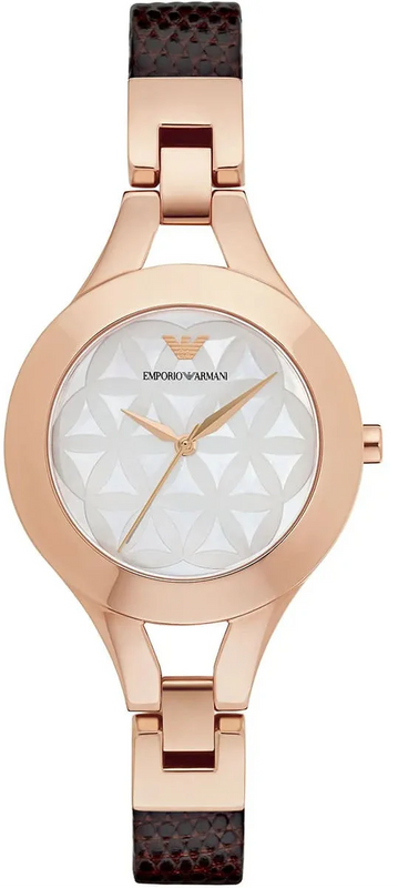 Emporio Armani Chiara Silver Dial Brown Leather Strap Watch for Women - AR7431 Authentic Buy Shop Now