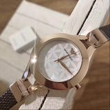 Emporio Armani Chiara Silver Dial Brown Leather Strap Watch for Women - AR7431 Authentic Buy Shop Now