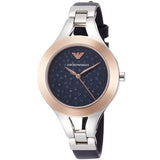 Emporio Armani Chiara Two Tone Dial Black Leahter Strap Watch for Women - AR7436 Authentic Buy Shop Now