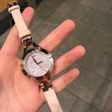 Emporio Armani Chiara Quartz Crystals White Dial Rose Gold Leather Strap Watch For Women - AR7437 Authentic Buy Shop Now