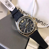 Emporio Armani Sigma Chronograph lack Dial Black Rubber Strap Watch For Men - AR80003 Authentic Buy Shop Now