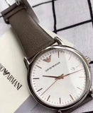 Emporio Armani Kappa Quartz White Dial Brown Leather Strap Watch For Men - AR80006 Authentic Buy Shop Now