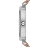 Emporio Armani Gianni T Bar Quartz Silver Dial Beige Leather Strap Watch For Women - AR80007 Authentic Buy Shop Now
