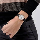 Emporio Armani Kappa Mother of Pearl Dial Black Leather Strap Watch For Women - AR80011 Authentic Buy Shop Now