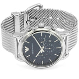 Emporio Armani Luigi Chronograph Blue Dial Silver Mesh Bracelet Watch For Men - AR80038 Authentic Buy Shop Now