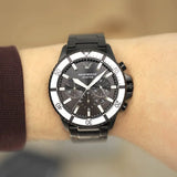 Emporio Armani Diver Chronograph Black Dial Black Steel Strap Watch For Men - AR80050 Authentic Buy Shop Now