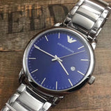Emporio Armani Dress Analog Blue Dial Silver Steel Strap Watch For Men - AR8033 Authentic Buy Shop Now