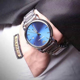 Emporio Armani Dress Analog Blue Dial Silver Steel Strap Watch For Men - AR8033 Authentic Buy Shop Now