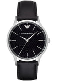 Emporio Armani Renato Analog Black Dial Black Leather Strap Watch For Men - AR8035 Authentic Buy Shop Now