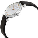 Emporio Armani Gianni T Bar Mother of Pearl Dial Black Leather Strap Watch For Women - AR90002 Authentic Buy Shop Now