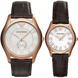 Emporio Armani Classic White Dial Brown Leather Strap Watch For Men - AR9035 Authentic Buy Shop Now