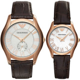 Emporio Armani Classic White Dial Brown Leather Strap Watch For Men - AR9035 Authentic Buy Shop Now