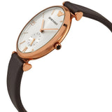 Emporio Armani Classic Analog Silver Dial Brown Leather Strap Watch For Men - AR9038 Authentic Buy Shop Now
