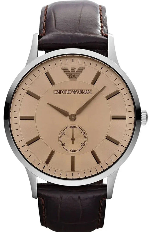 Emporio Armani Kappa Classic Brown Dial Brown Leather Strap Watch For Men - AR9106 Authentic Buy Shop Now