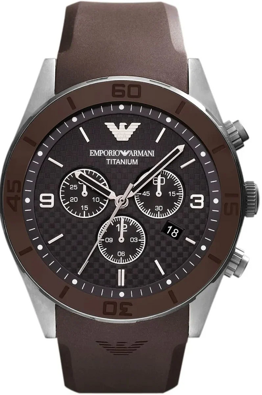 Emporio Armani Sportivo Chronograph Black Dial Brown Silicone Strap Watch for Men - AR9501 Authentic Buy Shop Now