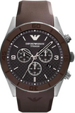 Emporio Armani Sportivo Chronograph Black Dial Brown Silicone Strap Watch for Men - AR9501 Authentic Buy Shop Now