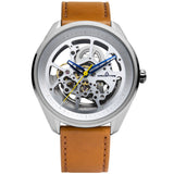 Fossil Boyfriend Automatic Skeleton Silver Dial Brown Leather Strap Watch for Women - ME3109 Authentic Buy Shop Now