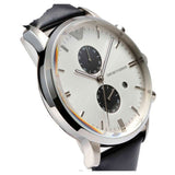 Emporio Armani Gianni White Dial Black Leather Strap Watch For Men - AR0385 Authentic Buy Shop Now