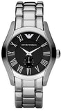 Emporio Armani Valente Black Dial Silver Steel Strap Watch For Men - AR0680 Authentic Buy Shop Now