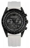 Emporio Armani Sportivo Chronograph Black Dial White Rubber Strap Watch For Men - AR6112 Authentic Buy Shop Now
