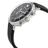 Emporio Armani Aviator Chronograph Black Dial Black Leather Strap Watch For Men - AR11143 Authentic Buy Shop Now