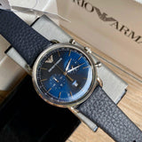 Emporio Armani Aviator Blue Dial Blue Leather Strap Watch For Men - AR11105 Authentic Buy Shop Now