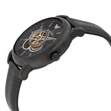 Emporio Armani Luigi Automatic Skeleton Black Dial Black Leather Strap Watch For Men - AR60012 Authentic Buy Shop Now