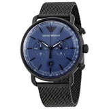 Emporio Armani Aviator Chronograph Blue Dial Black Mesh Bracelet Watch For Men - AR11201 Authentic Buy Shop Now