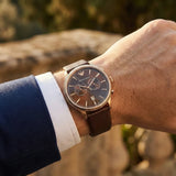 Emporio Armani Alpha Large Chronograph Brown Dial Brown Leather Strap Watch for Men - AR1793 Authentic Buy Shop Now
