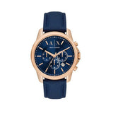 Armani Exchange Banks Chronograph Blue Dial Blue Leather Strap Watch For Men - AX1723 Authentic Buy Shop Now
